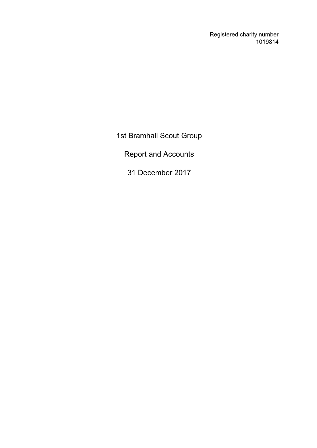 1St Bramhall Scout Group Report and Accounts 31 December 2017