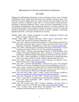 Bibliography on Variation and Gradience in Phonology