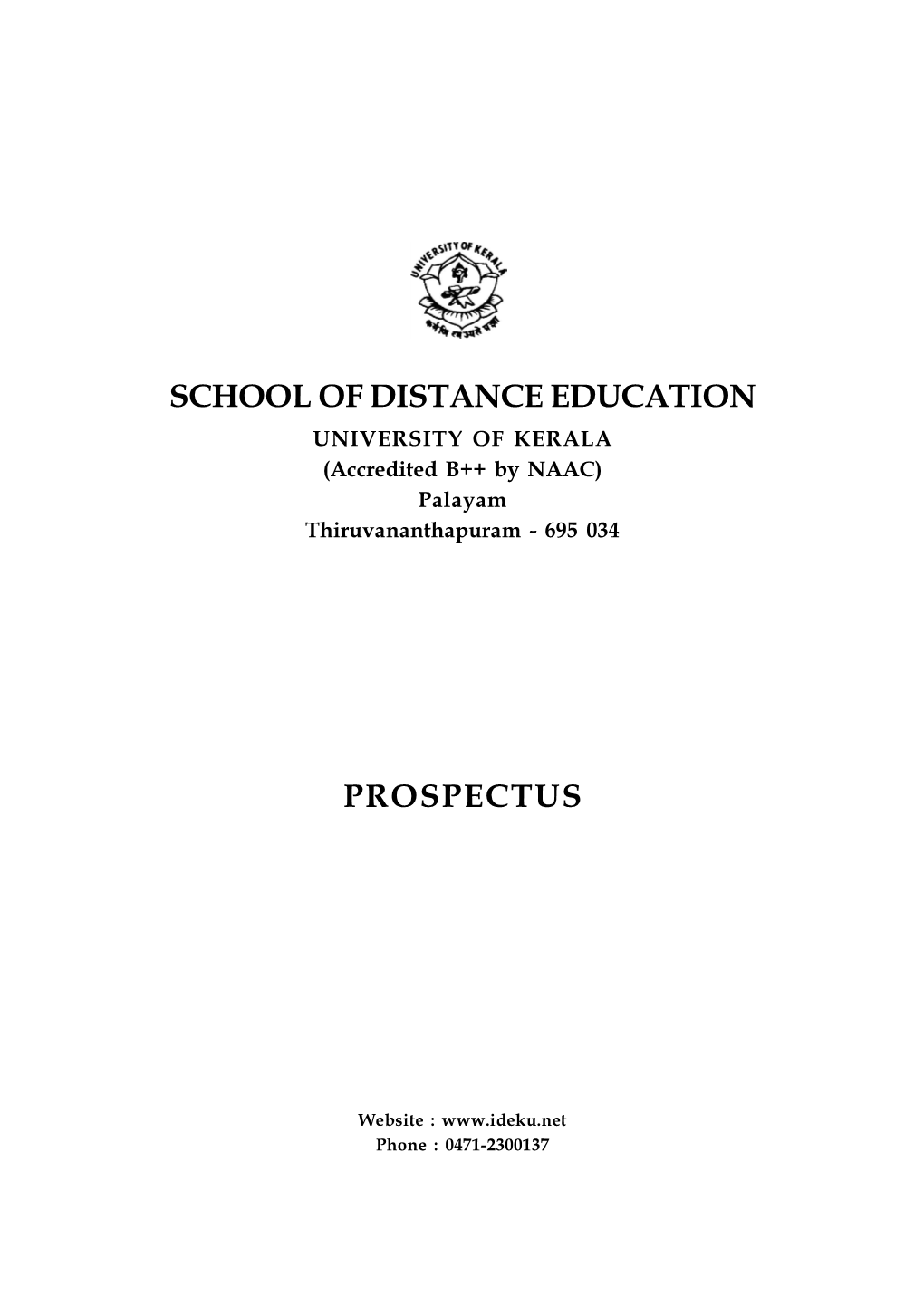Kerala University School of Distance Education Prospectus.Pdf