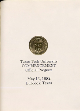 Texas Tech University COMMENCEMENT Official Program