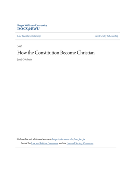 How the Constitution Become Christian Jared Goldstein