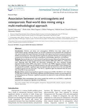 Association Between Oral Anticoagulants and Osteoporosis