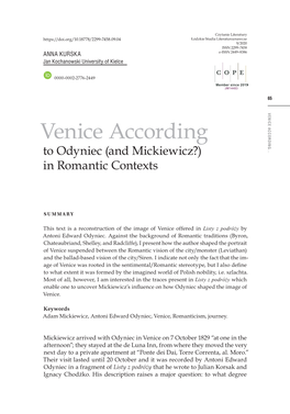 And Mickiewicz?) … in Romantic Contexts