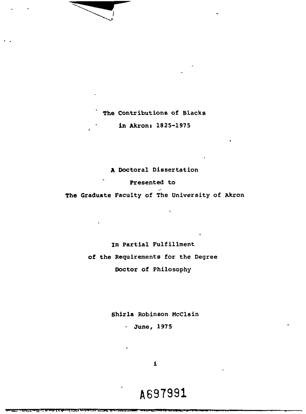 The Contributions of Blacks in Akron: 1825-1975