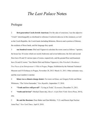 The Last Palace Notes