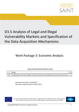 D3.5 Analysis of Legal and Illegal Vulnerability Markets and Specification of the Data Acquisition Mechanisms