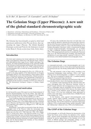 The Gelasian Stage (Upper Pliocene): a New Unit of the Global Standard Chronostratigraphic Scale