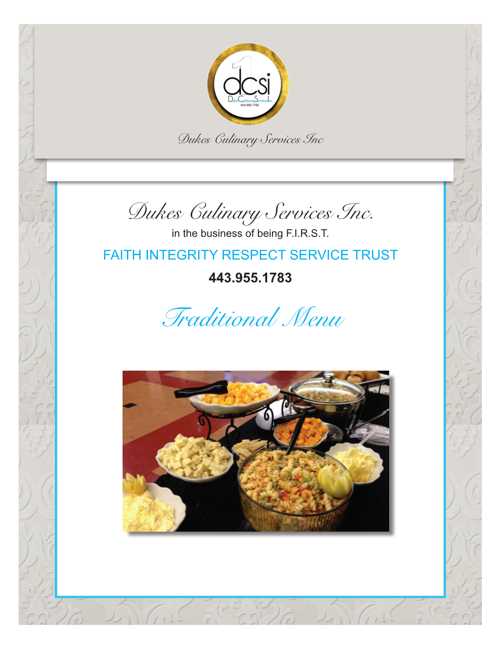 Traditional Menu Dukes Culinary Services Inc