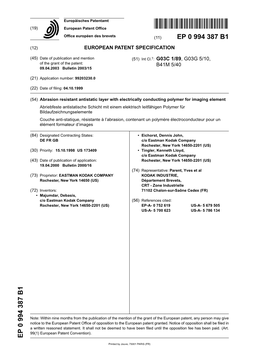 Abrasion Resistant Antistatic Layer with Electrically Conducting Polymer For