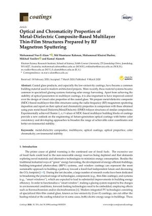 Optical and Chromaticity Properties of Metal-Dielectric Composite-Based Multilayer Thin-Film Structures Prepared by RF Magnetron Sputtering