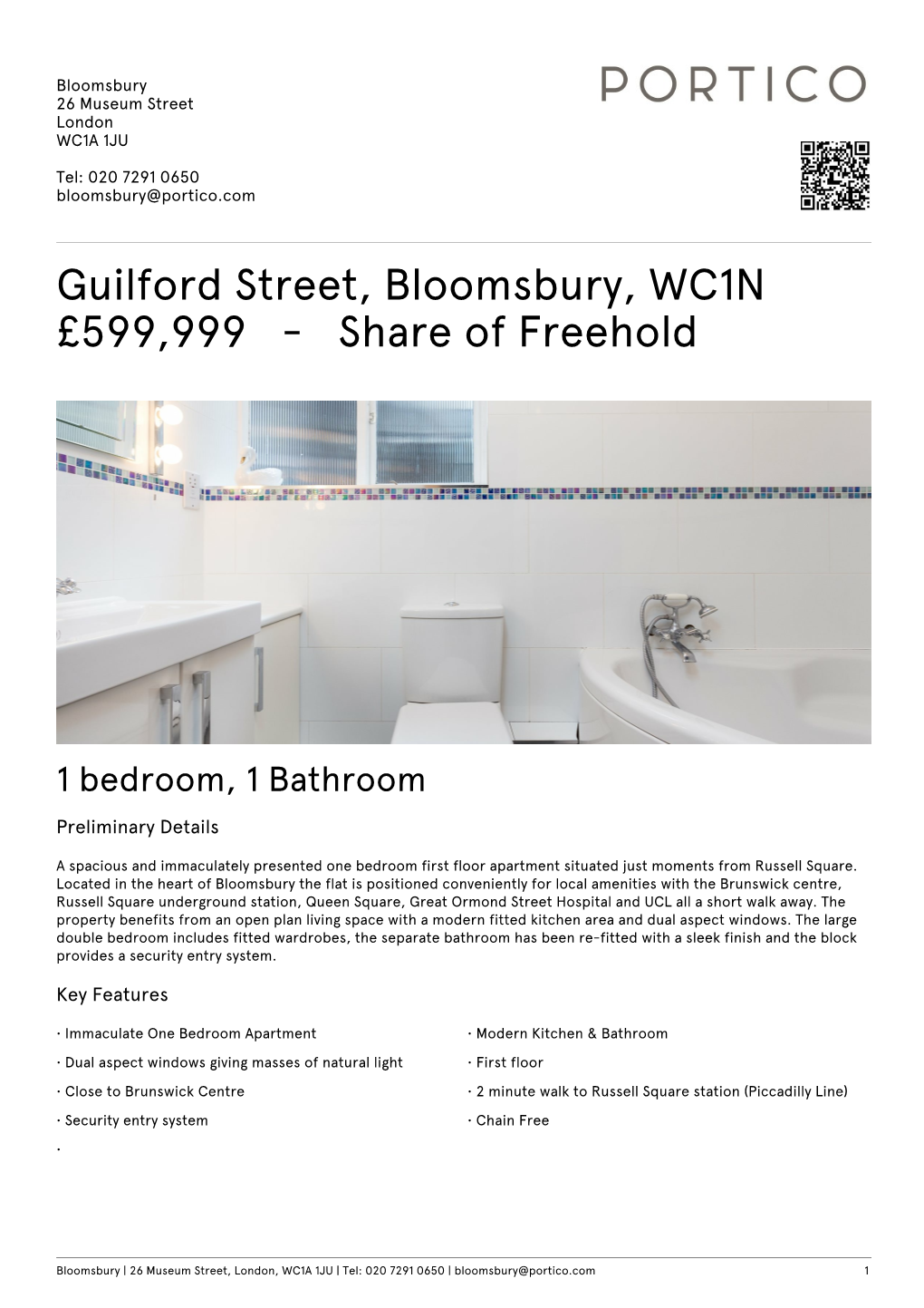 Guilford Street, Bloomsbury, WC1N £599999