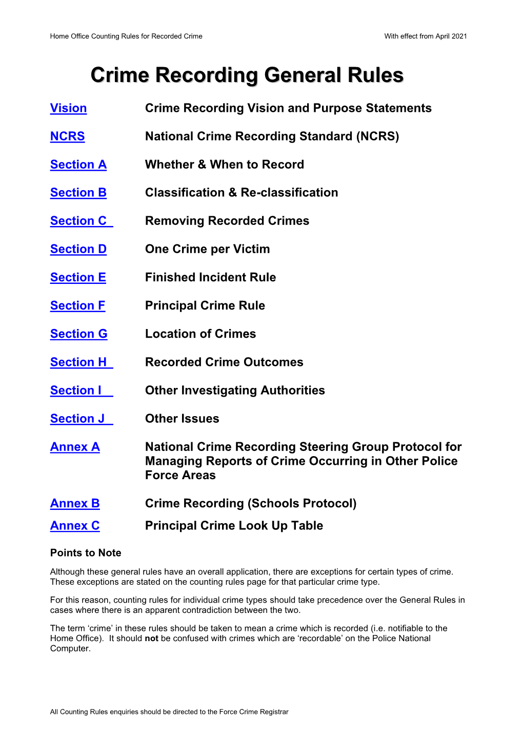 Crime Recording General Rules