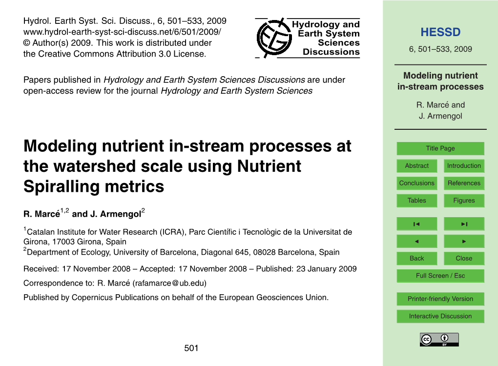 Modeling Nutrient In-Stream Processes