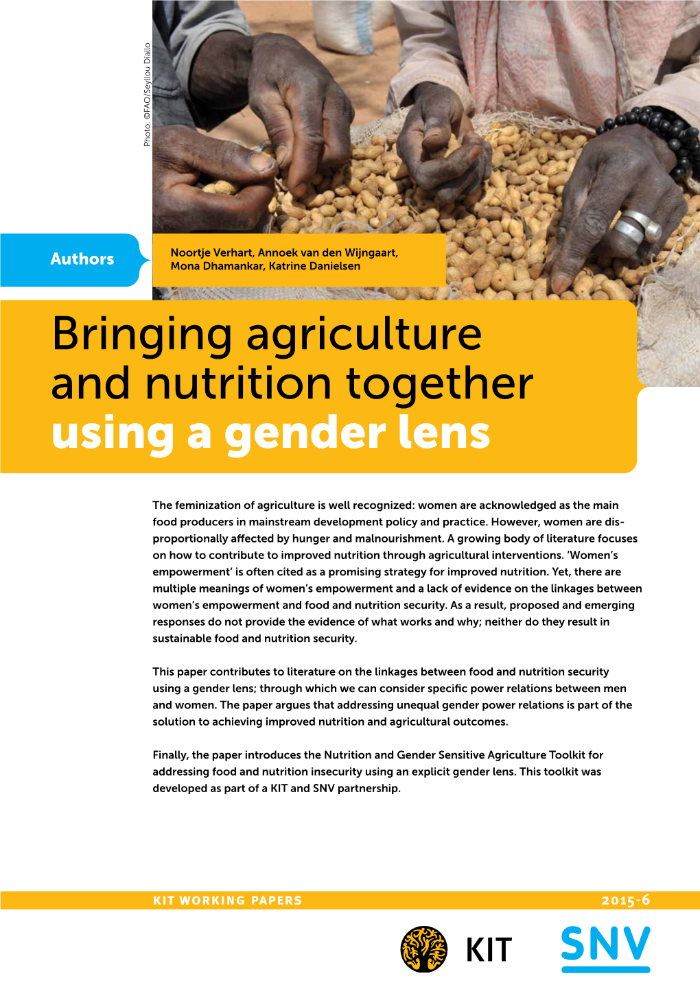 Bringing Agriculture and Nutrition Together Using a Gender Lens