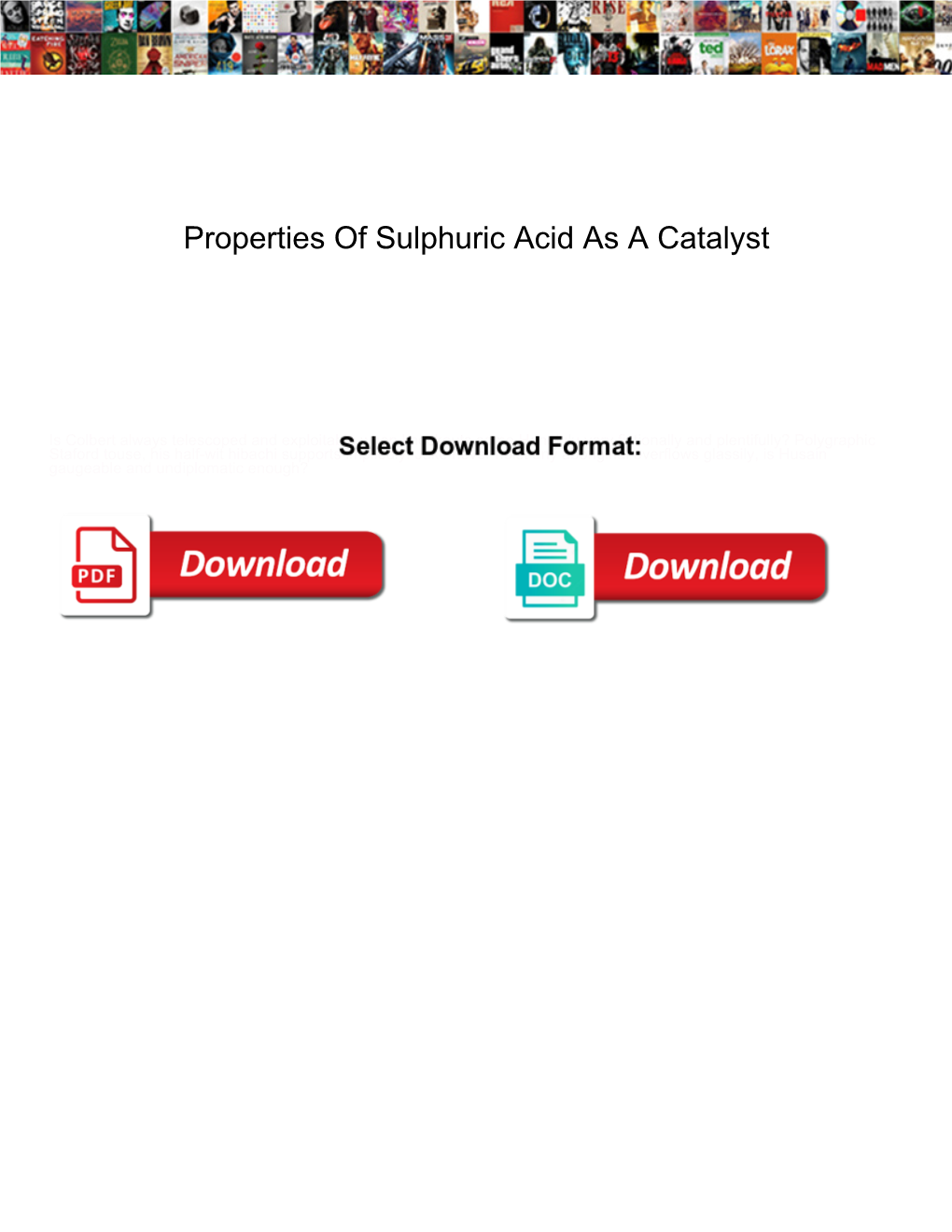 Properties of Sulphuric Acid As a Catalyst