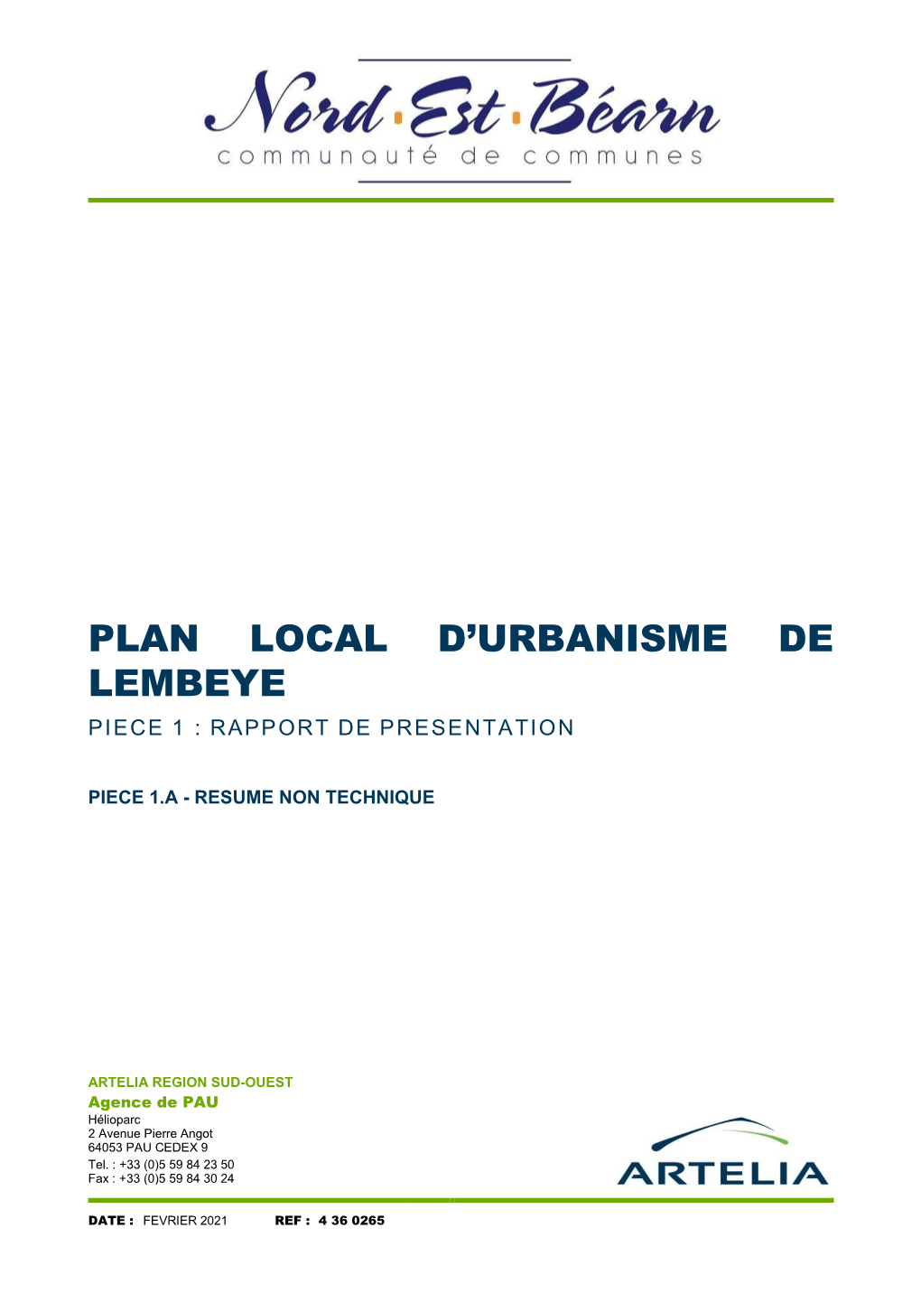 Plan Local D'urbanisme De Lembeye