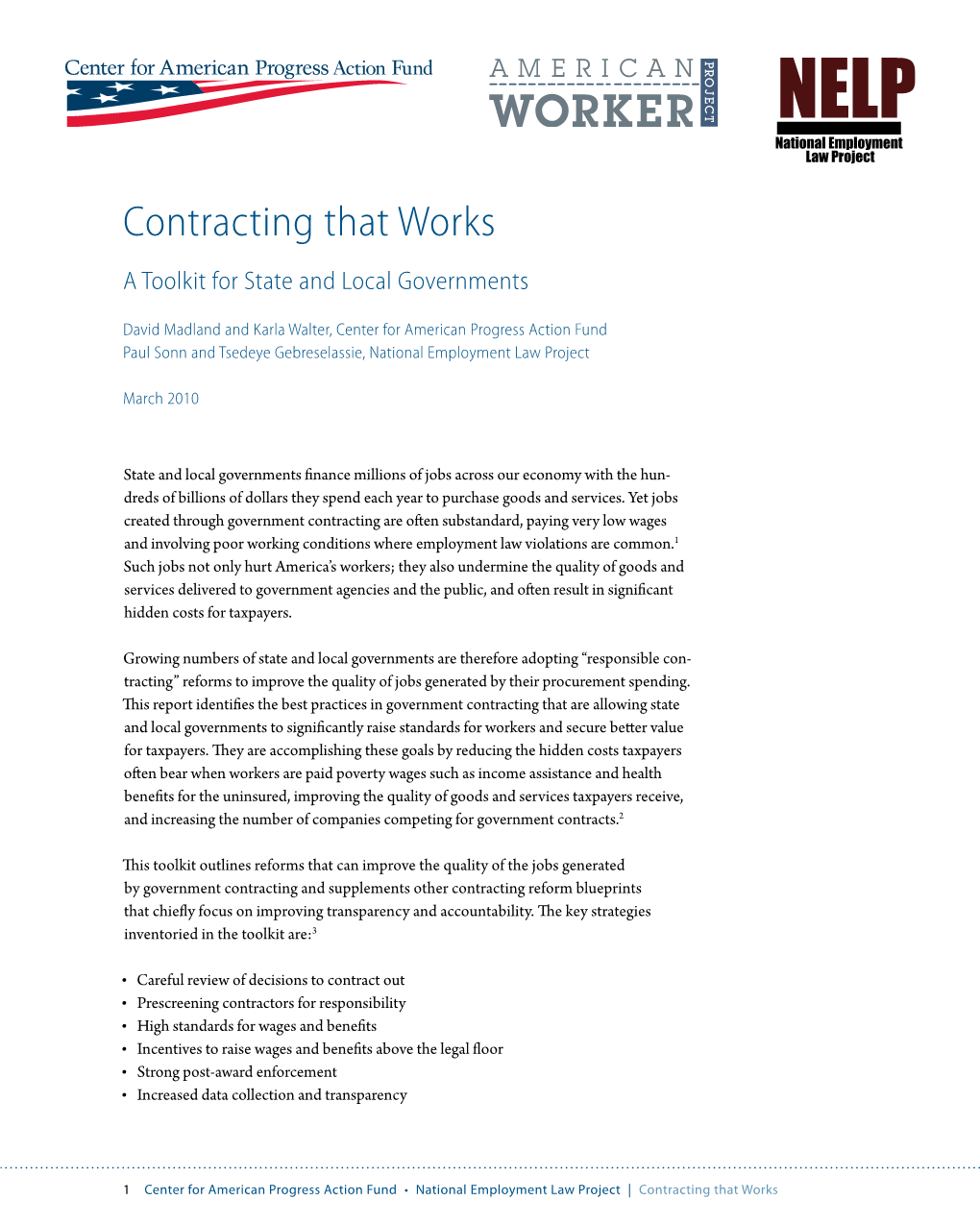 Contracting That Works a Toolkit for State and Local Governments