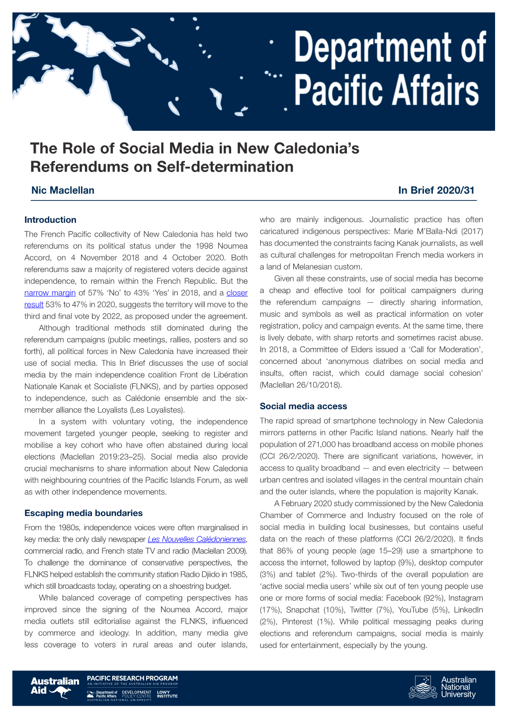 The Role of Social Media in New Caledonia's Referendums on Self