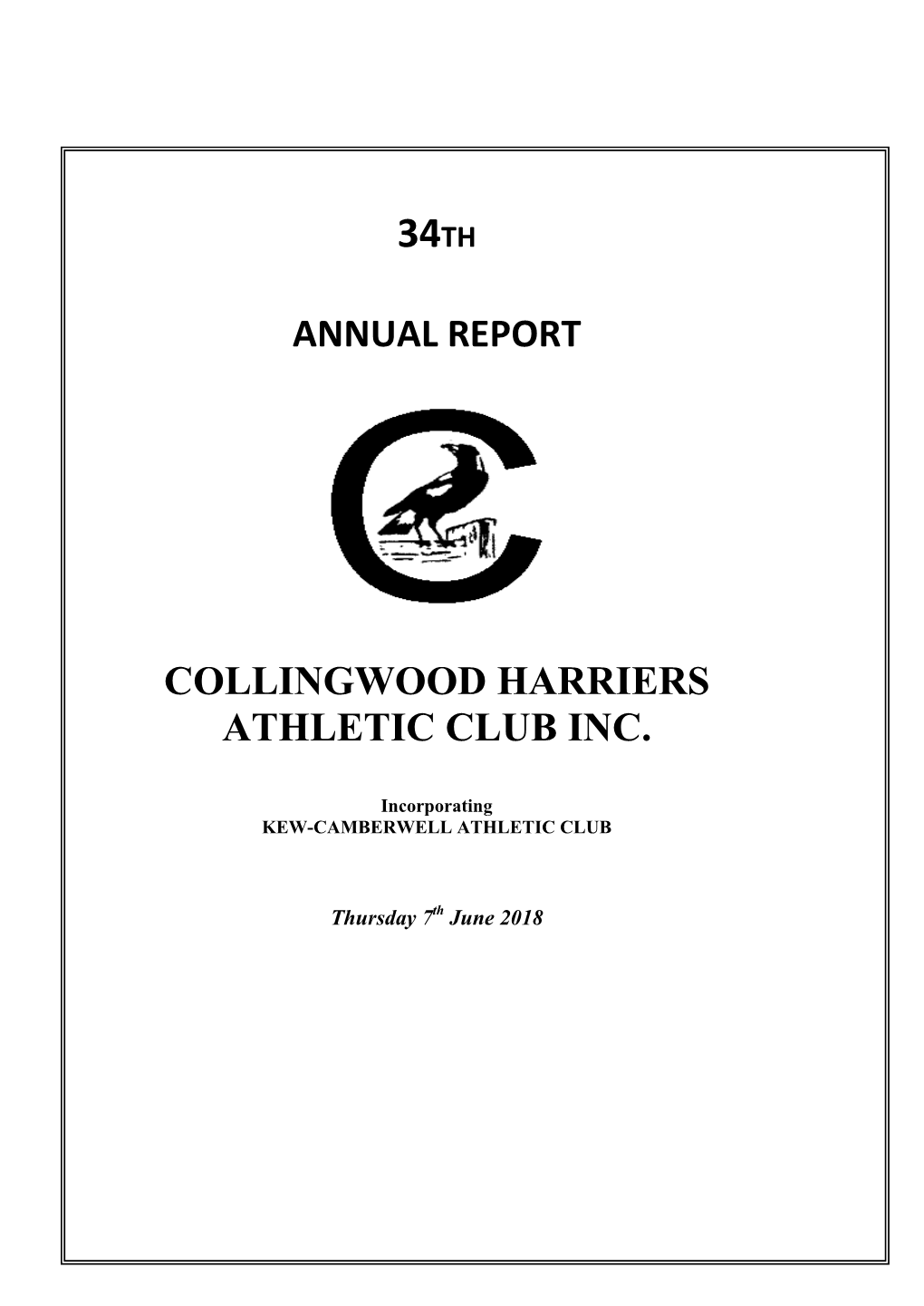 Annual Report Collingwood Harriers Athletic Club Inc