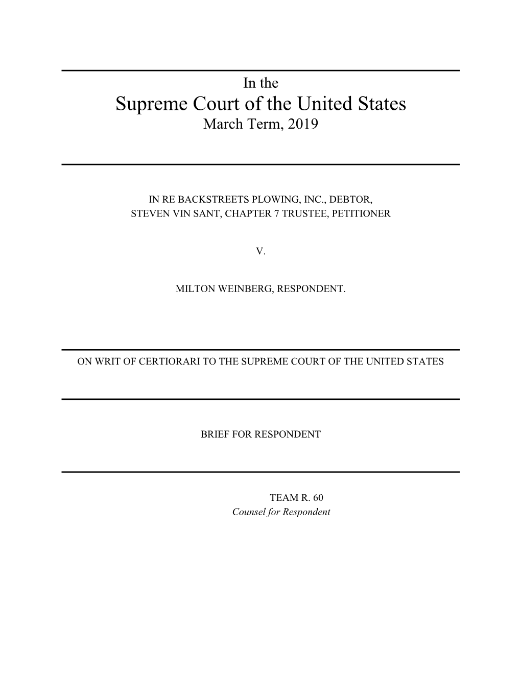 Supreme Court of the United States March Term, 2019