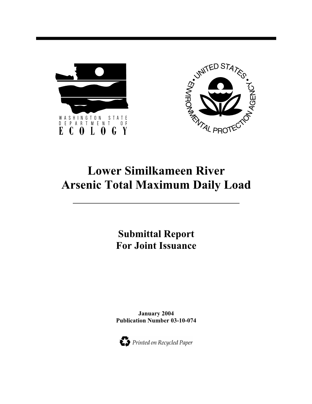 Lower Similkameen River Arsenic Total Maximum Daily Load