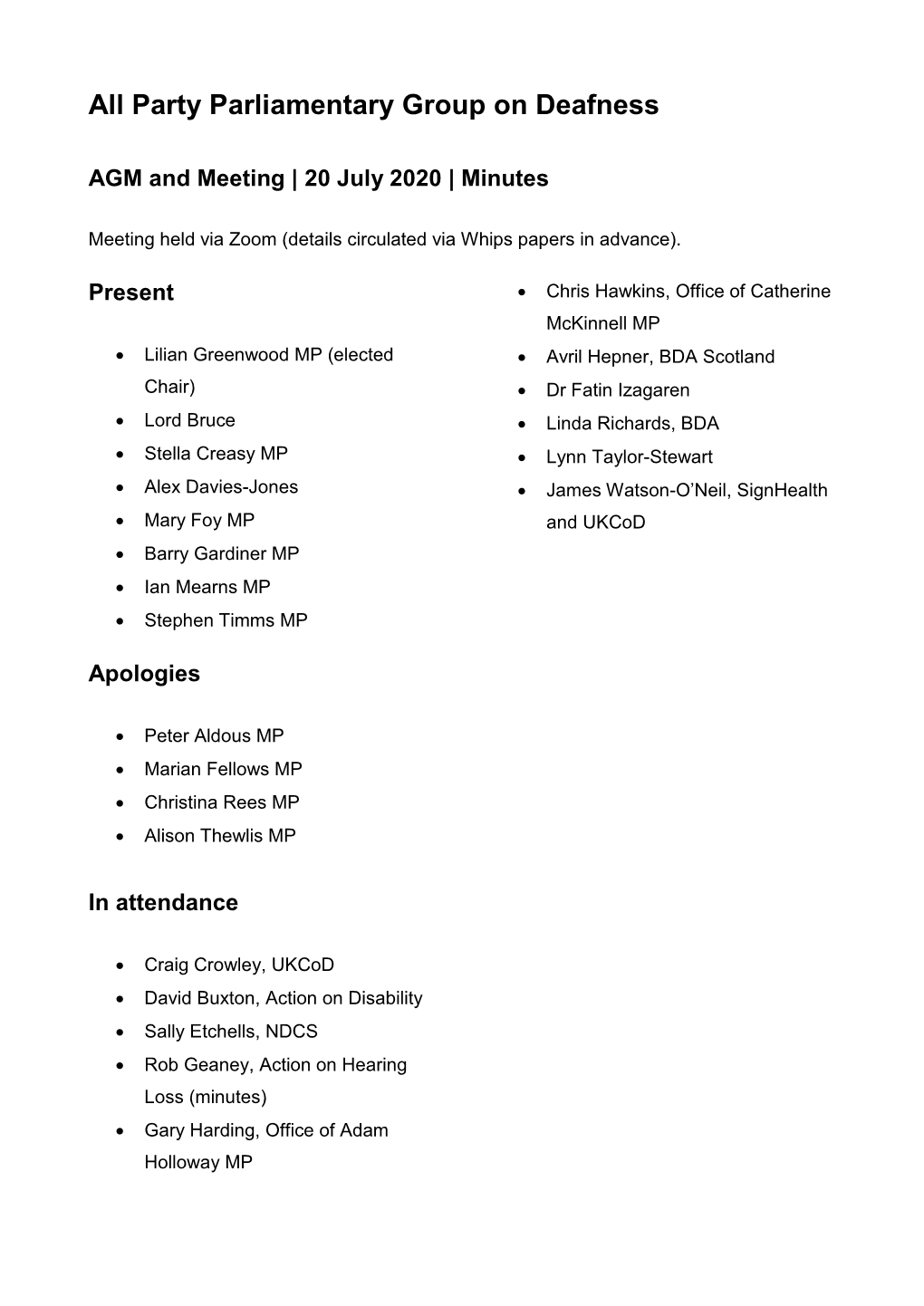 Party Parliamentary Group on Deafness