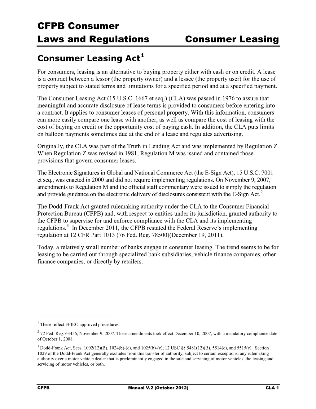 CFPB Consumer Laws and Regulations Consumer Leasing