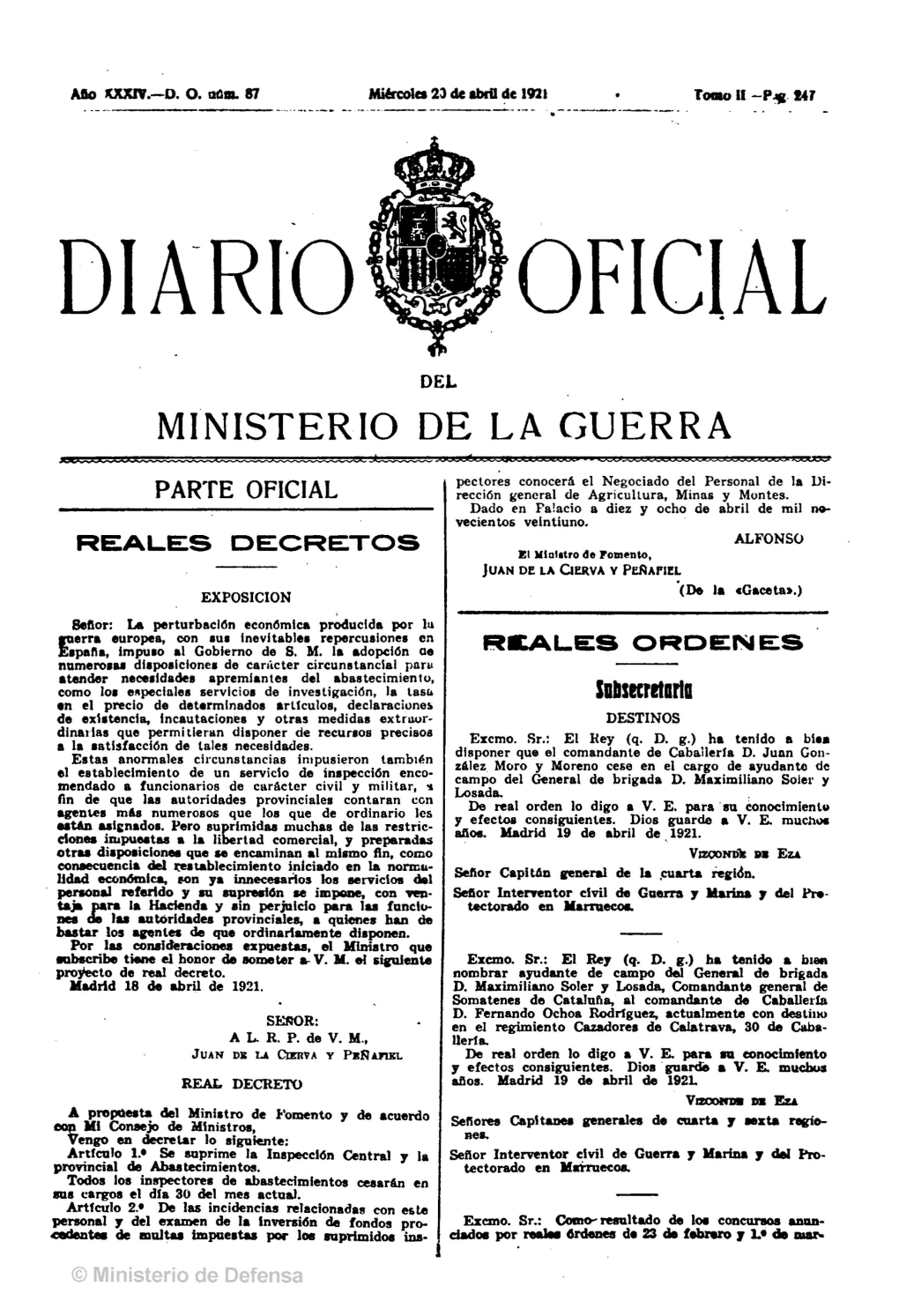 Diario Oficial Del Ministerio De La Guerra