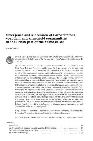 Emergence and Succession of Carboniferous Conodont and Ammonoid Communities in the Polish Part of the Variscan Sea