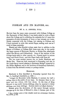 Cobham and Its Manors, Etc