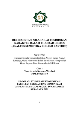 Representasi Nilai-Nilai Pendidikan Karakter Dalam Film Bad Genius (Analisis Semiotika Roland Barthes)