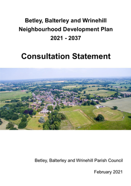 Betley, Balterley and Wrinehill NDP Consultation Statement
