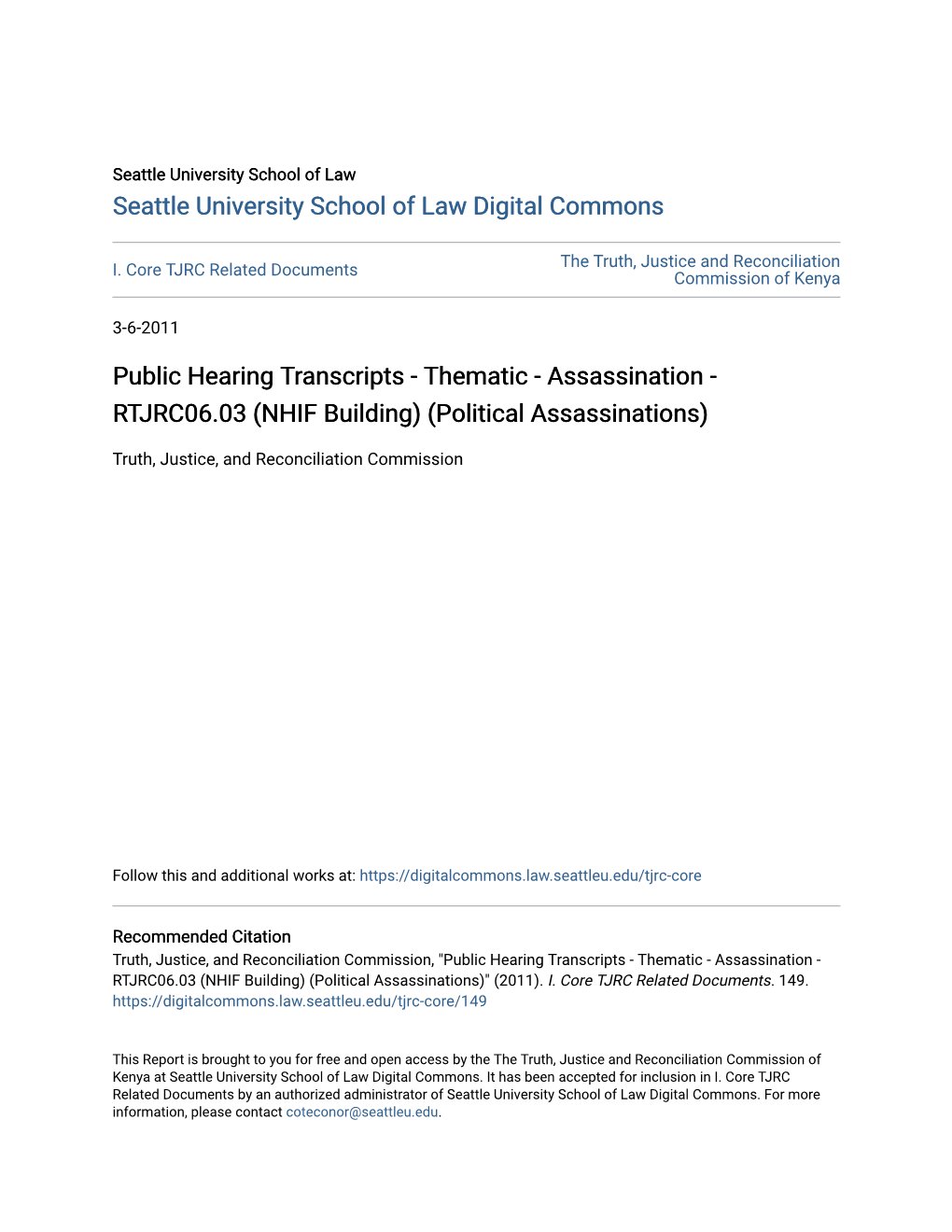 Public Hearing Transcripts - Thematic - Assassination - RTJRC06.03 (NHIF Building) (Political Assassinations)