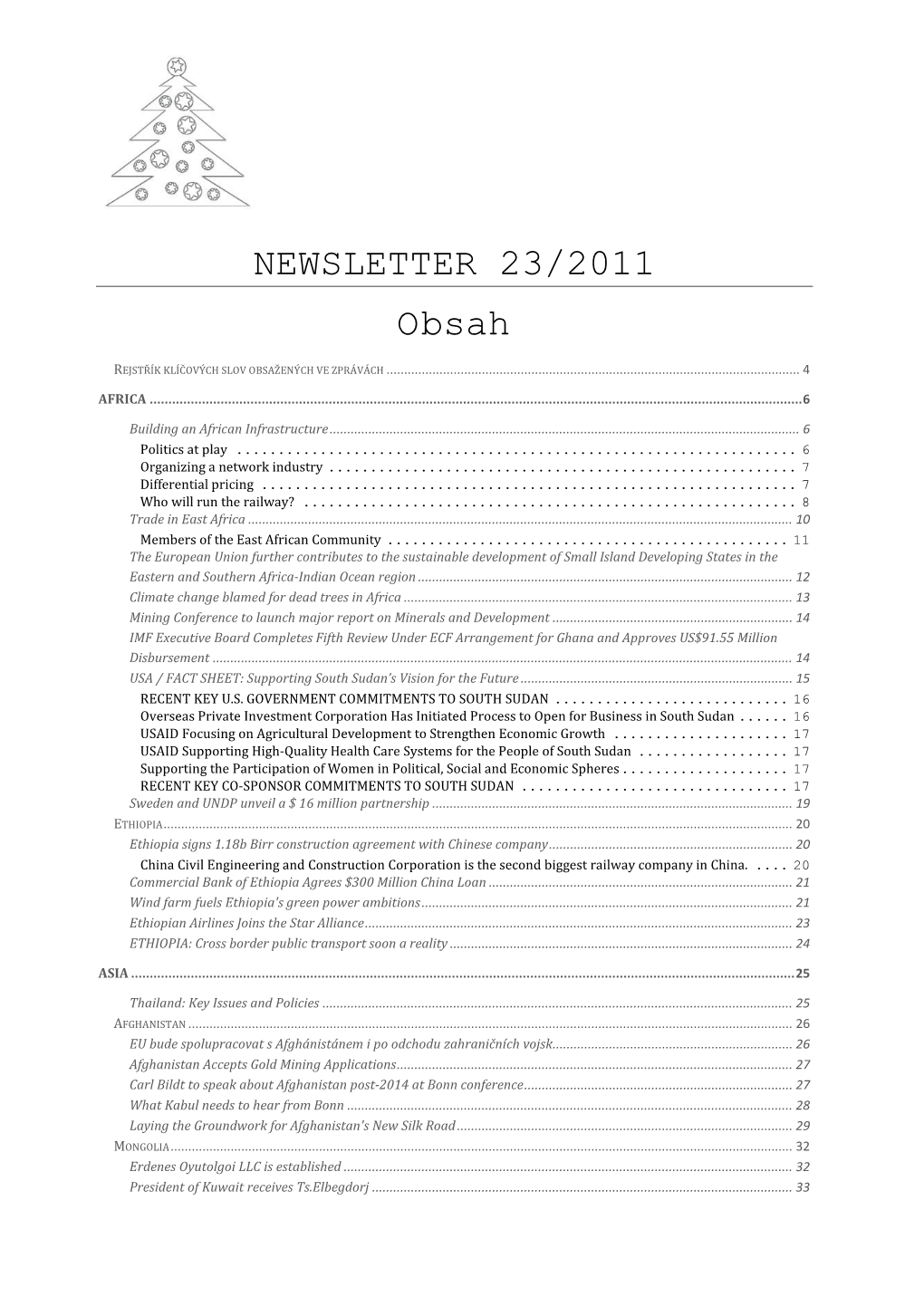 NEWSLETTER 23/2011 Obsah