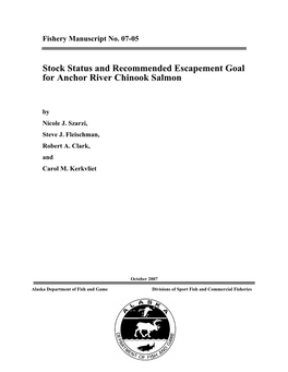 Stock Status and Recommended Escapement Goal for Anchor River Chinook Salmon