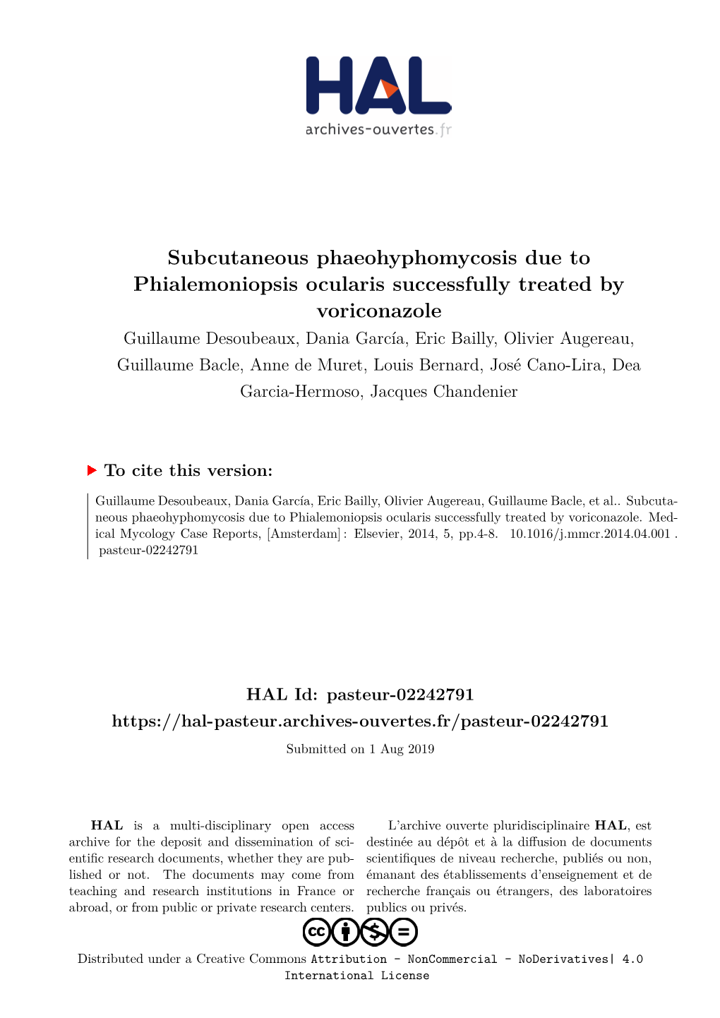 Subcutaneous Phaeohyphomycosis Due to Phialemoniopsis Ocularis