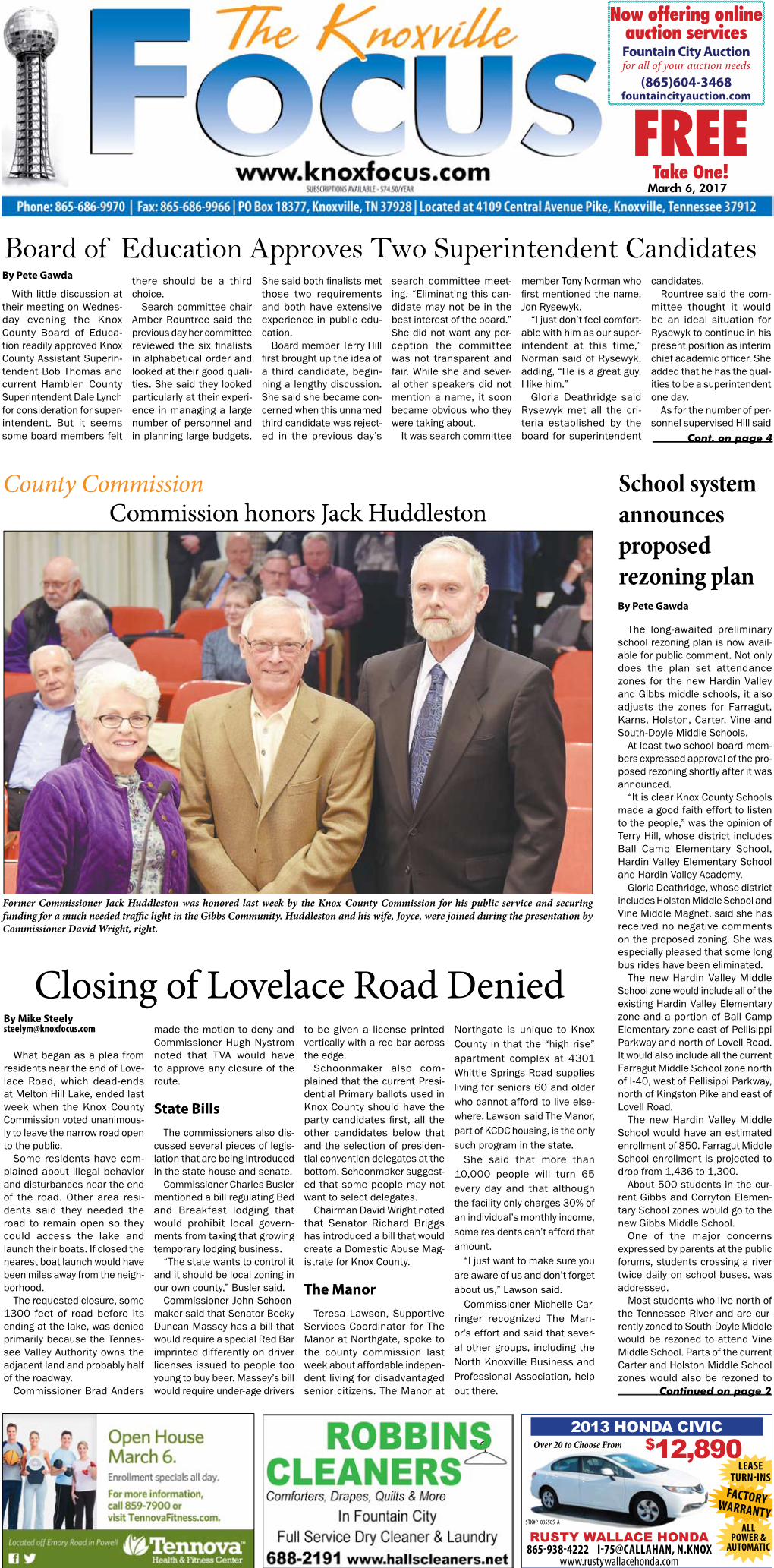 Closing of Lovelace Road Denied