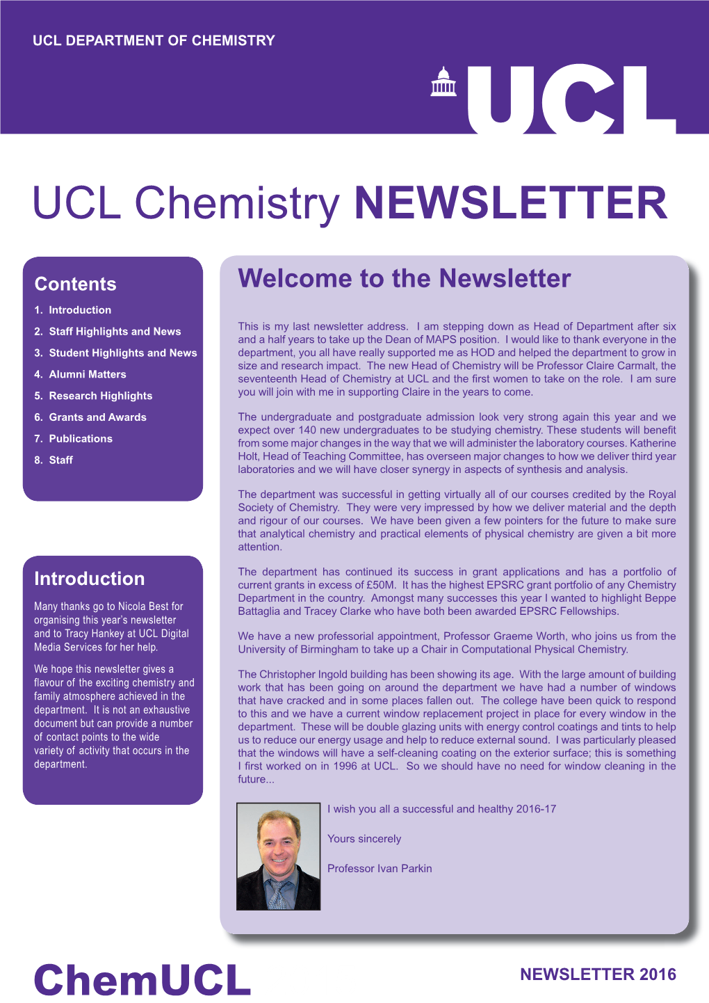 UCL Chemistry NEWSLETTER