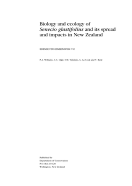 Biology and Ecology of Senecio Glastifolius and Its Spread and Impacts in New Zealand