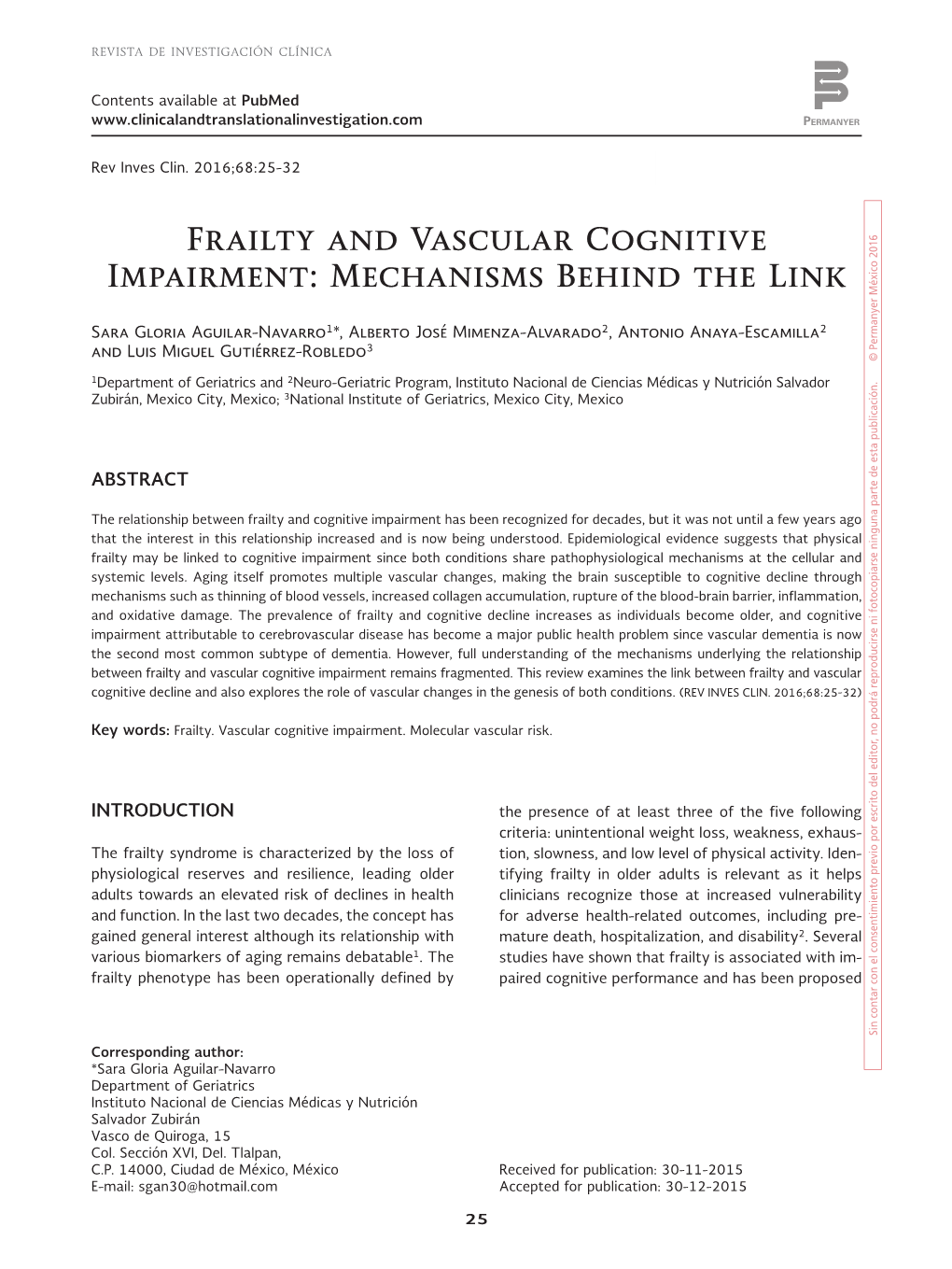 Frailty and Vascular Cognitive Impairment: Mechanisms Behind the Link