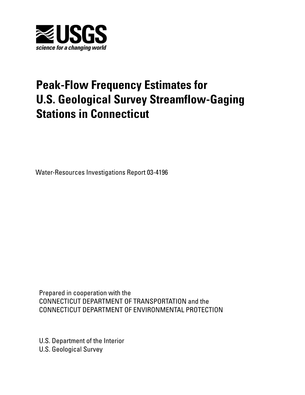 Peak-Flow Frequency Estimates for U.S. Geological Survey Streamflow-Gaging Stations in Connecticut