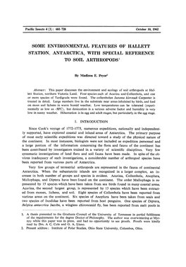 Some Environmental Features of Hallett Station, Antarctica, with Special Reference to Soil Arthropods1