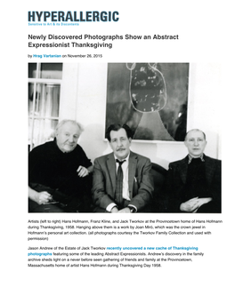 Newly Discovered Photographs Show an Abstract Expressionist Thanksgiving by Hrag Vartanian on November 26, 2015