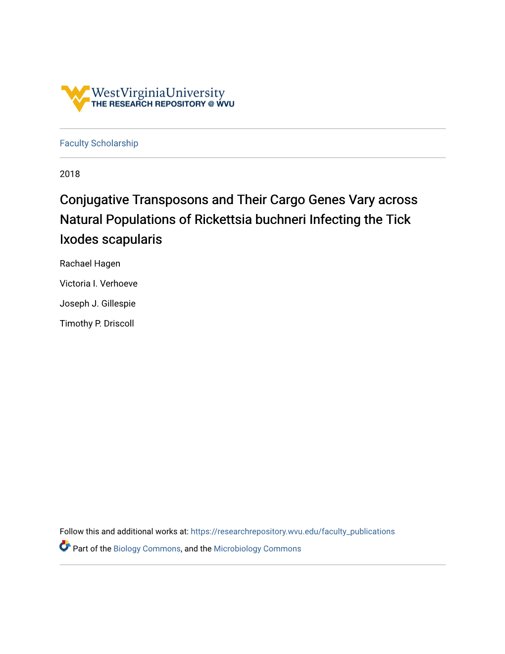 Conjugative Transposons and Their Cargo Genes Vary Across Natural Populations of Rickettsia Buchneri Infecting the Tick Ixodes Scapularis