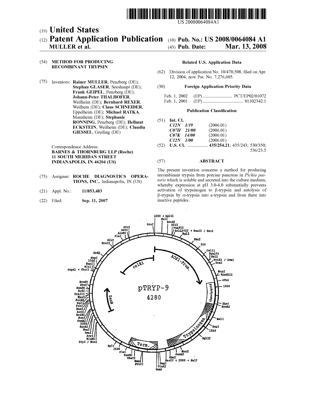 (12) Patent Application Publication (10) Pub. No.: US 2008/0064084 A1 MULLER Et Al