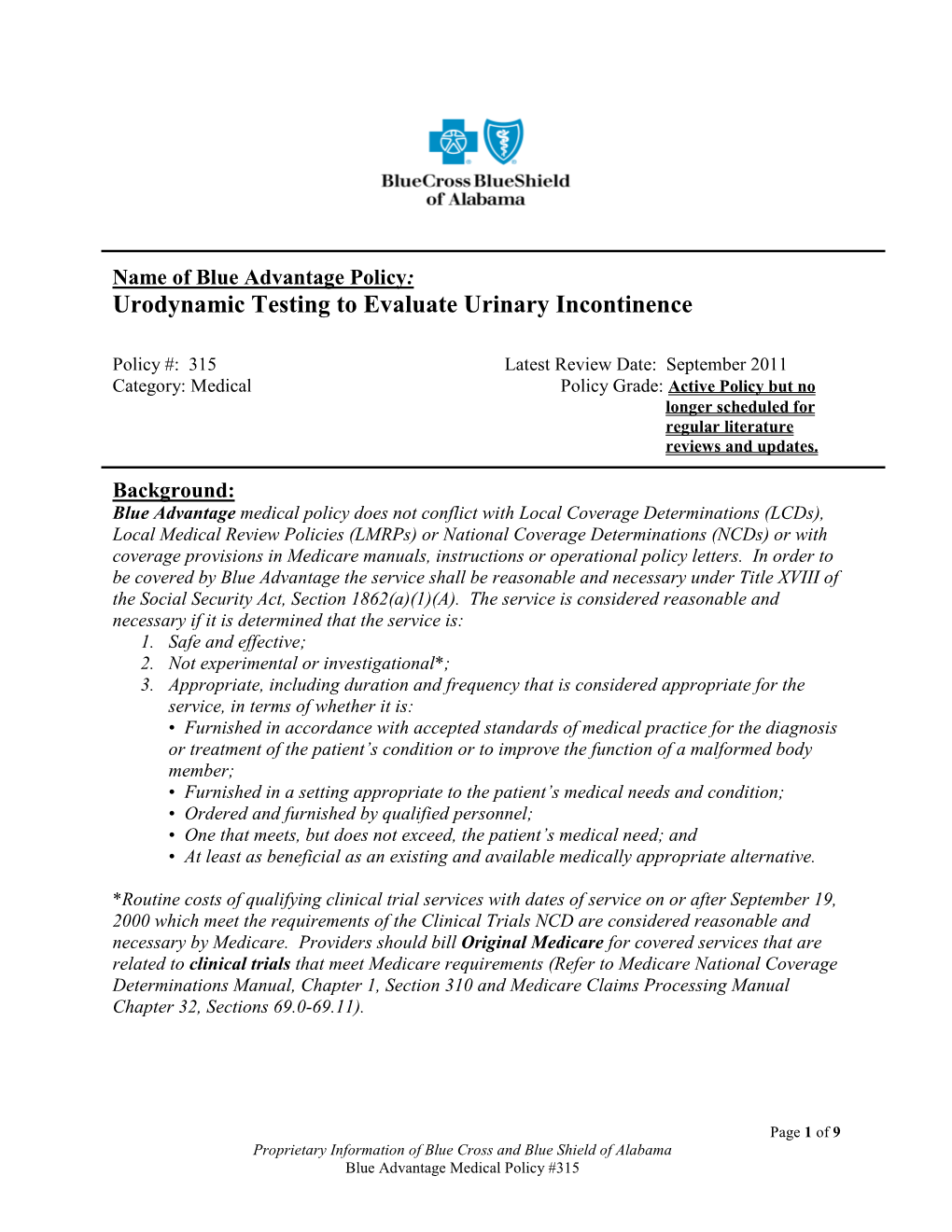 Urodynamic Testing to Evaluate Urinary Incontinence