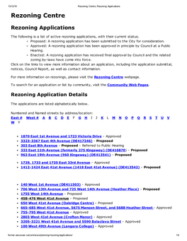 Rezoning Centre, Rezoning Applications Rezoning Centre