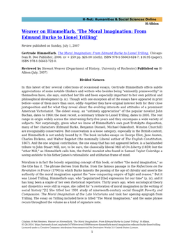 The Moral Imagination: from Edmund Burke to Lionel Trilling'