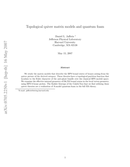 Topological Quiver Matrix Models and Quantum Foam