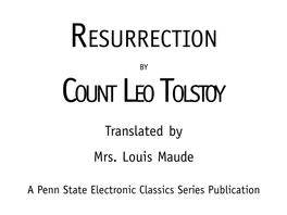 Resurrection Countleotolstoy